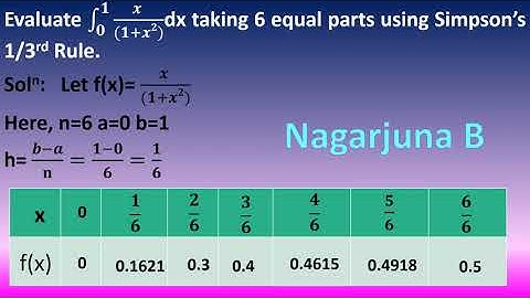 Evaluate integral 0 to 1 x/(1+x^2)dx by using  Simpsons One Third Rule. 2nd Problem on Simpsons Rule