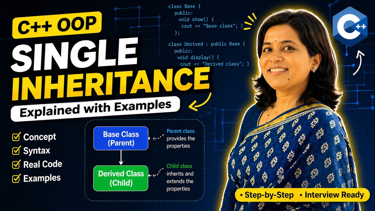 Single Inheritance in C++ | Introduction to Inheritance | C++ OOP Tutorial for Beginners