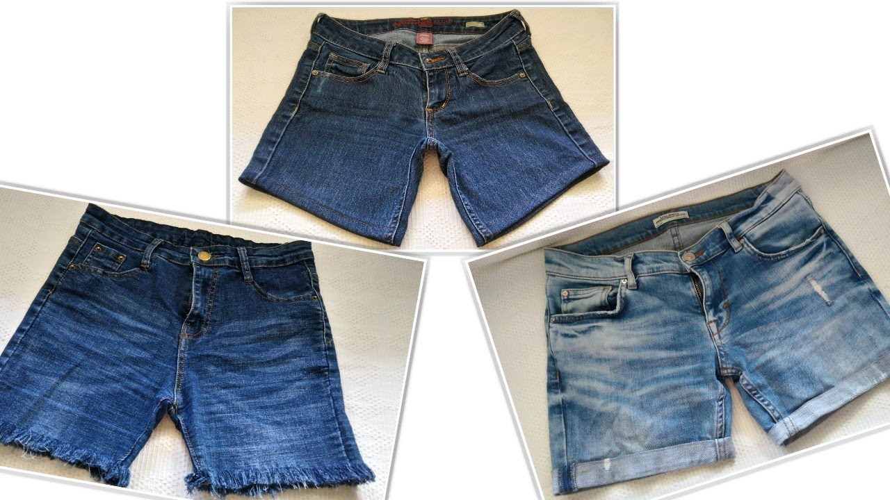 #oldjeans #diyshorts HOW TO MAKE OLD JEANS INTO SHORTS IN 3 WAYS/DIY ...