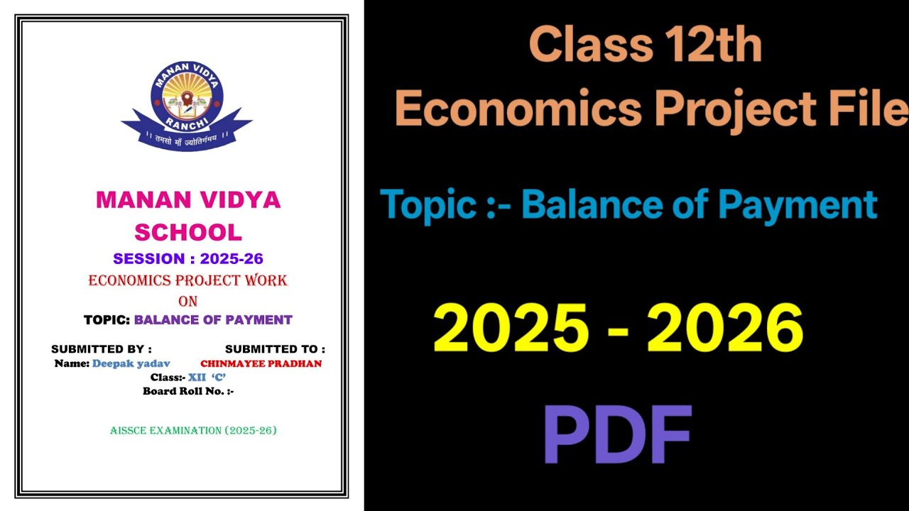 Balance of Payments | Class 12th Economics Project File 2025-26 with ...