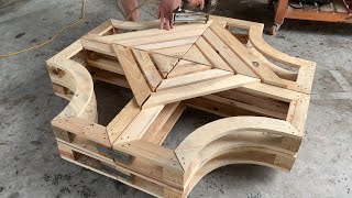Amazing Idea Creative Woodworking From Pallets - Pallet Chair with Modern Angular Seating Details