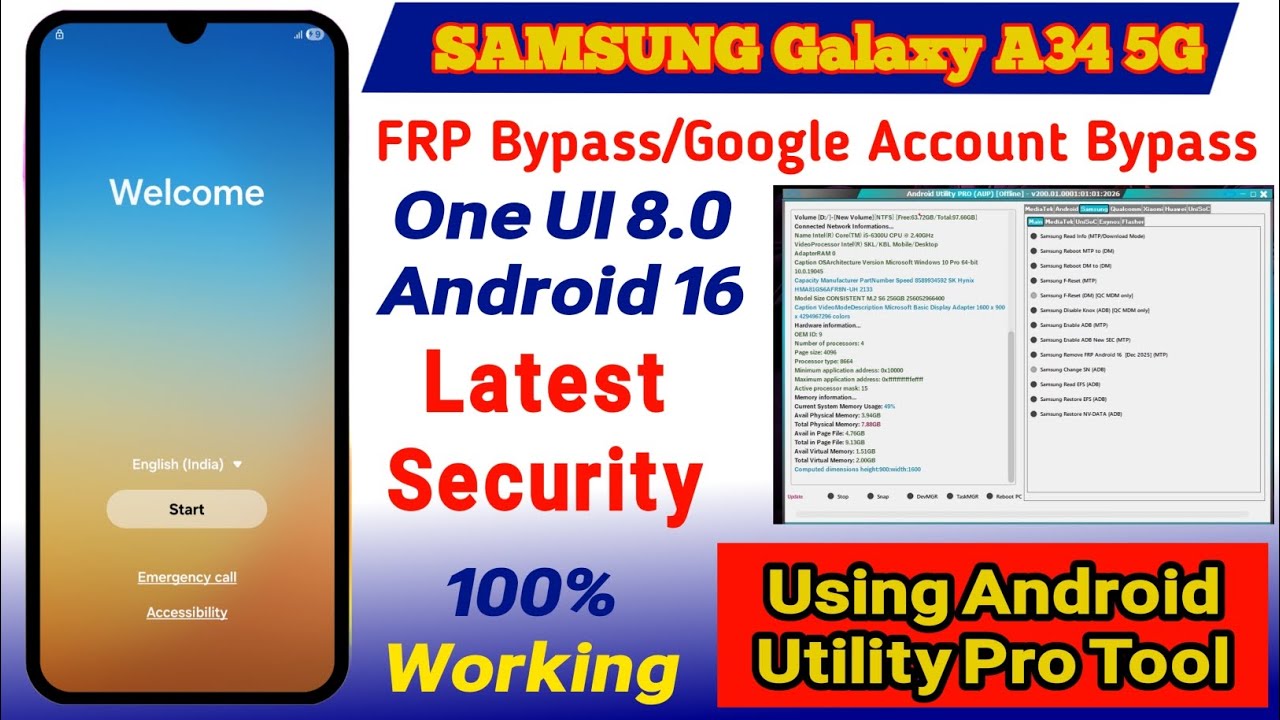 Samsung A34 5G FRP Bypass Android 16 In 2026 
