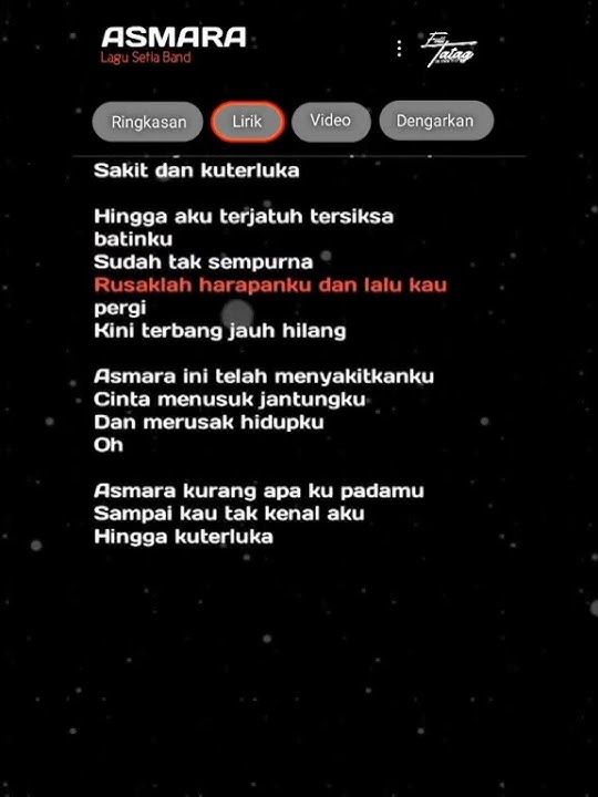 Lirik lagu Asmara x Hingga aku terjatuh tersiksa batin ku sudah tak sempurna.....