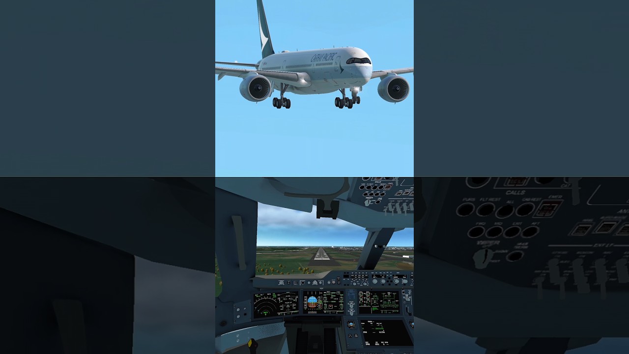 Cathay Pacific A350 cockpit landing 