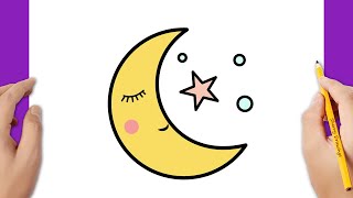 HOW TO DRAW THE MOON AND STARS EASY