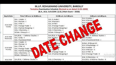mjpru exam scheme 2020 | B.a,B.sc,B.com time table 2020 | mjpru Bareilly