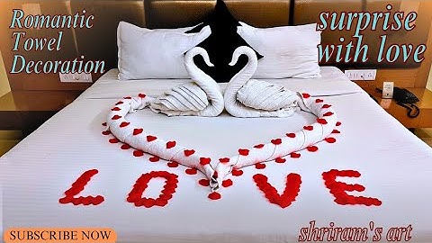Towel Art ! How To Fold Love With Heart ❣️|| Towel Folding Designs|| Housekeeping bed decor