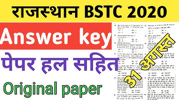 Rajasthan BSTC Answer key 31 August 2020 Paper Solutions bstc answer key 2020/bstc Paper sloved