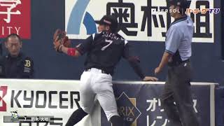 M鈴木『フェンス際のド根性キャッチ』をマルチアングルで!!