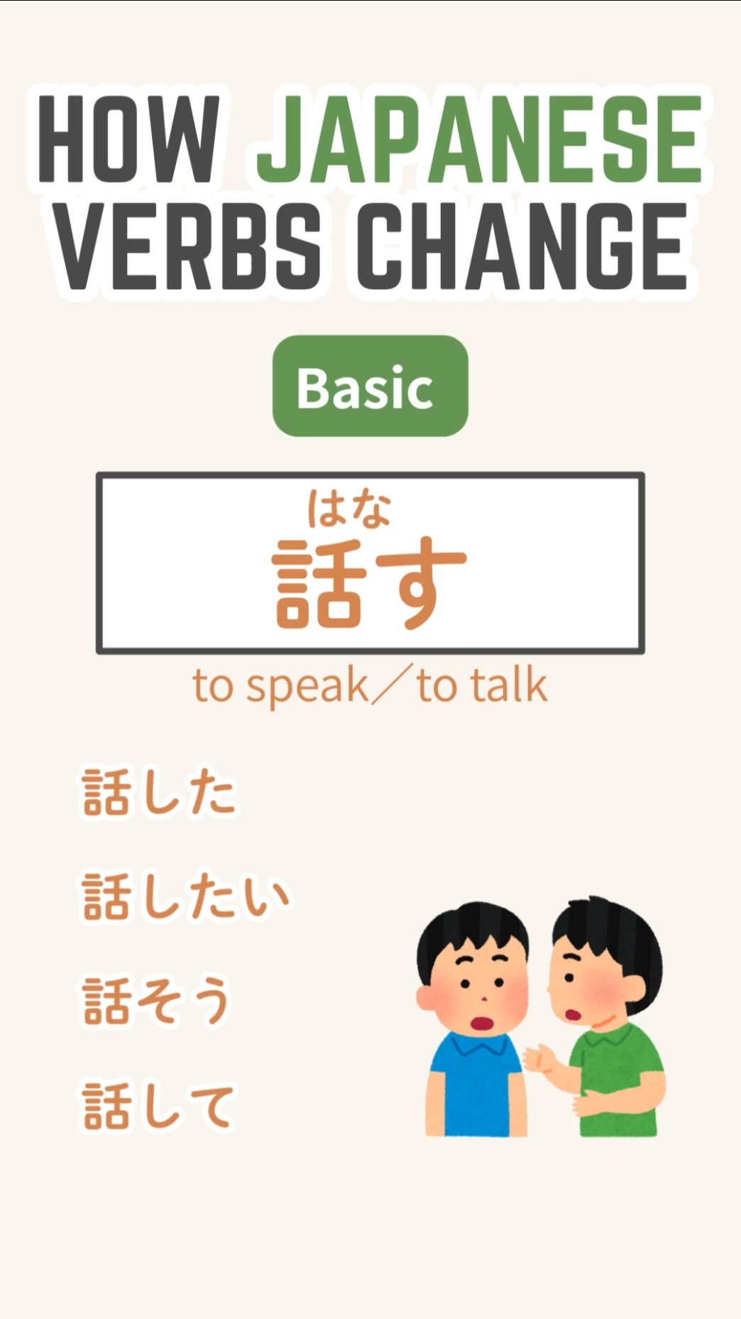 はなす｜Japanese Verb Forms | Hanasu (to speak/to talk) - YouTube