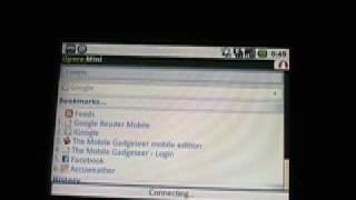 Opera Mini 4.2 beta on the T-Mobile G1 Google Android device