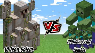 10 Iron Golem vs 100 Zombie Biggest War