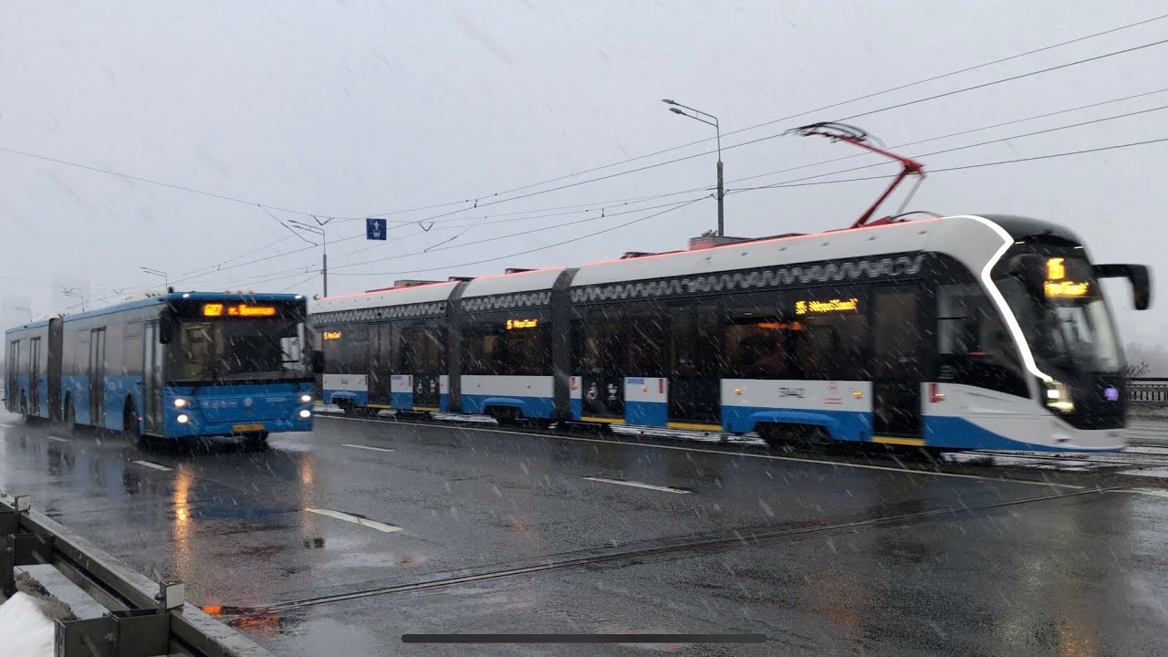 71-931М Витязь-М 31442 и ЛиАЗ-6213.65 192156 На Строгинском мосту