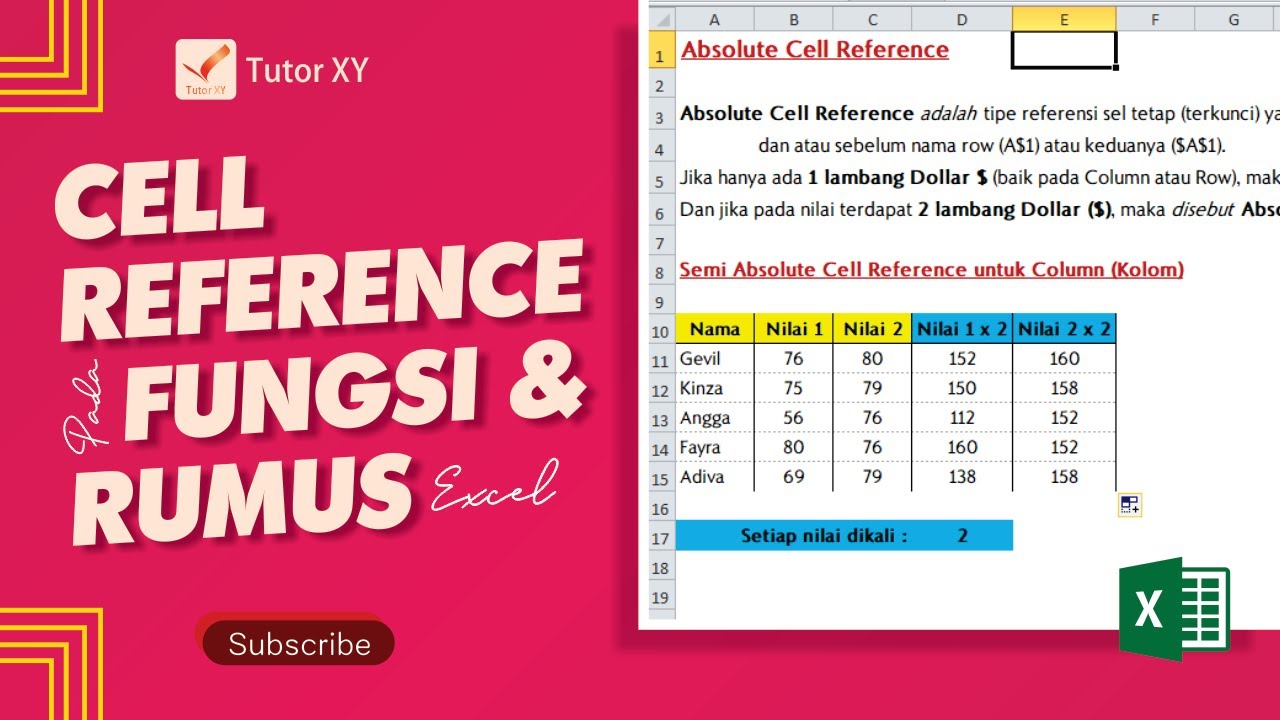 Cell Reference pada Fungsi dan Rumus Excel | Tutorial Excel - YouTube