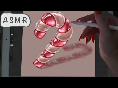 😴 iPad ASMR - Painting a Candy Cane - Pure Whispering - Writing Sounds