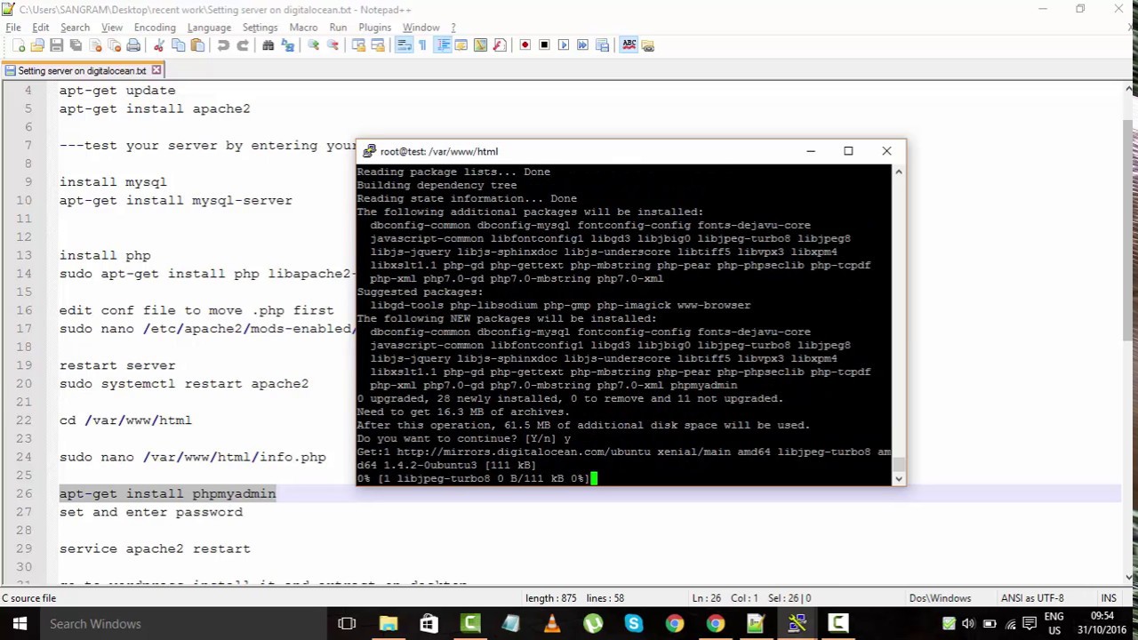 How to Setup/Install LAMP on Ubuntu 16.04 Digital Ocean Droplet Tutorial YouTube