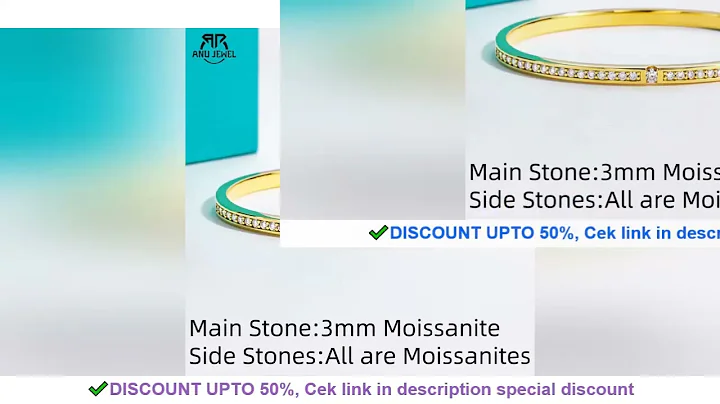 AnuJewel 3mm D Color Moissanite Bangles Women's Bracelet 925 Sterling Silver 14K Yellow Gold Plated