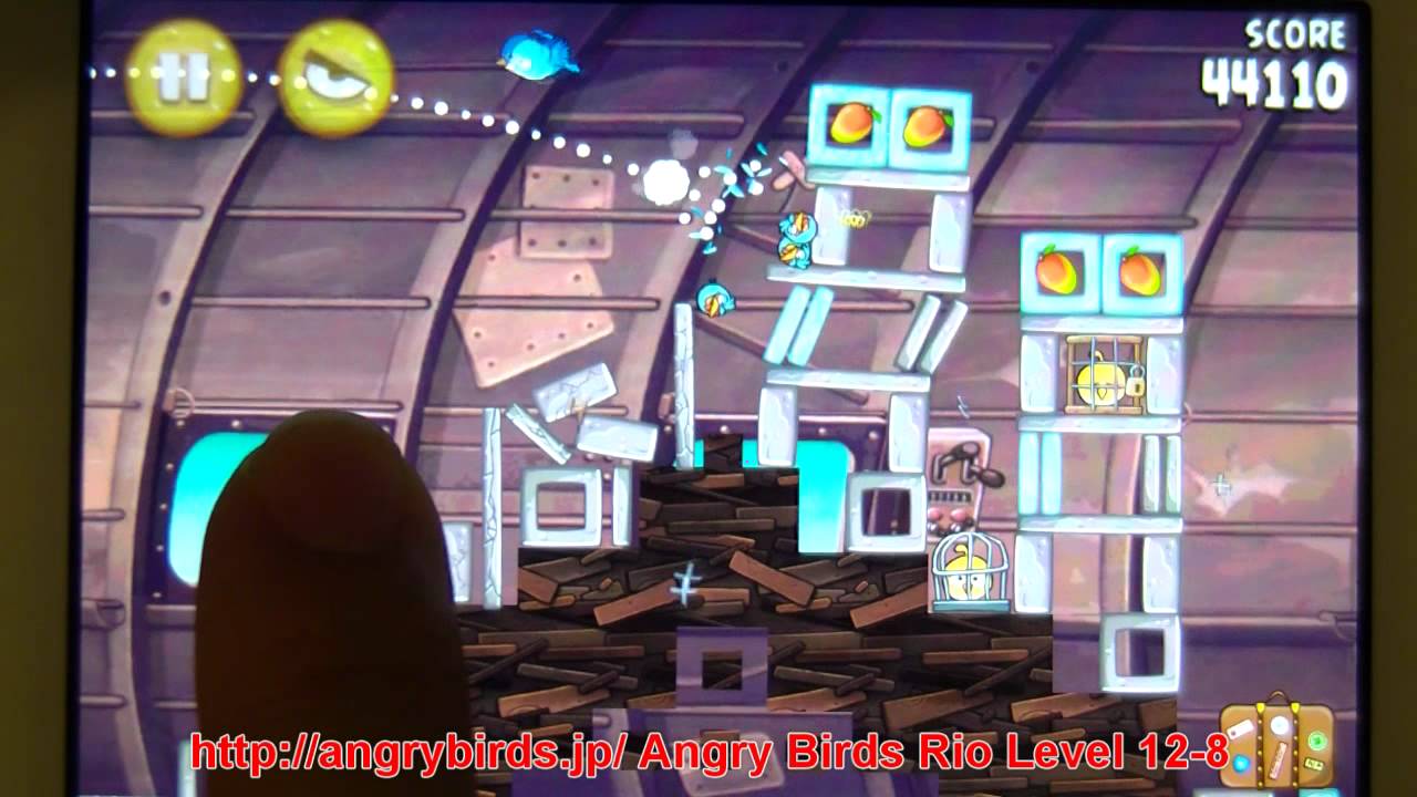 アングリーバード リオ（Angry Birds Rio） Smugglers' Plane Level 12-8 攻略 3Stars - YouTube
