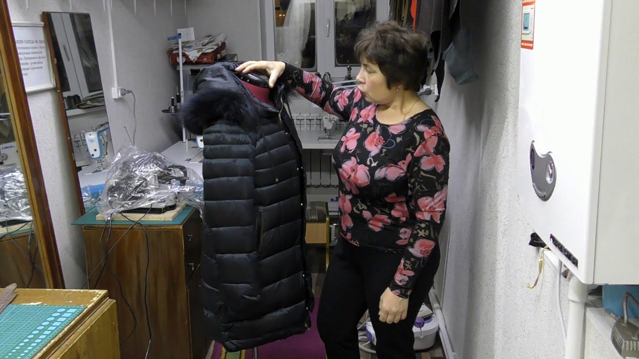 Как ушить по боковым швам и изменить длину рукава у пуховика. - YouTube