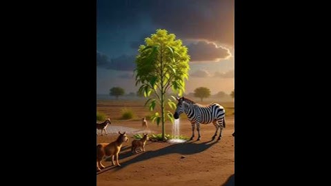 Zebra saved the Mango🥭tree from drying up by watering it 😭 #shorts#ai​#save​#tree​#zebra​ #trending