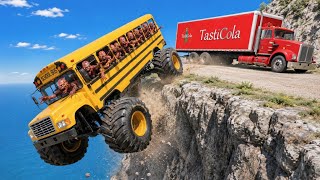 ZOMBIE MONSTER BUS ATTACK! Bus Falls Off Dangerous Cliff! 😱 | BeamNG.drive #300 screenshot 3