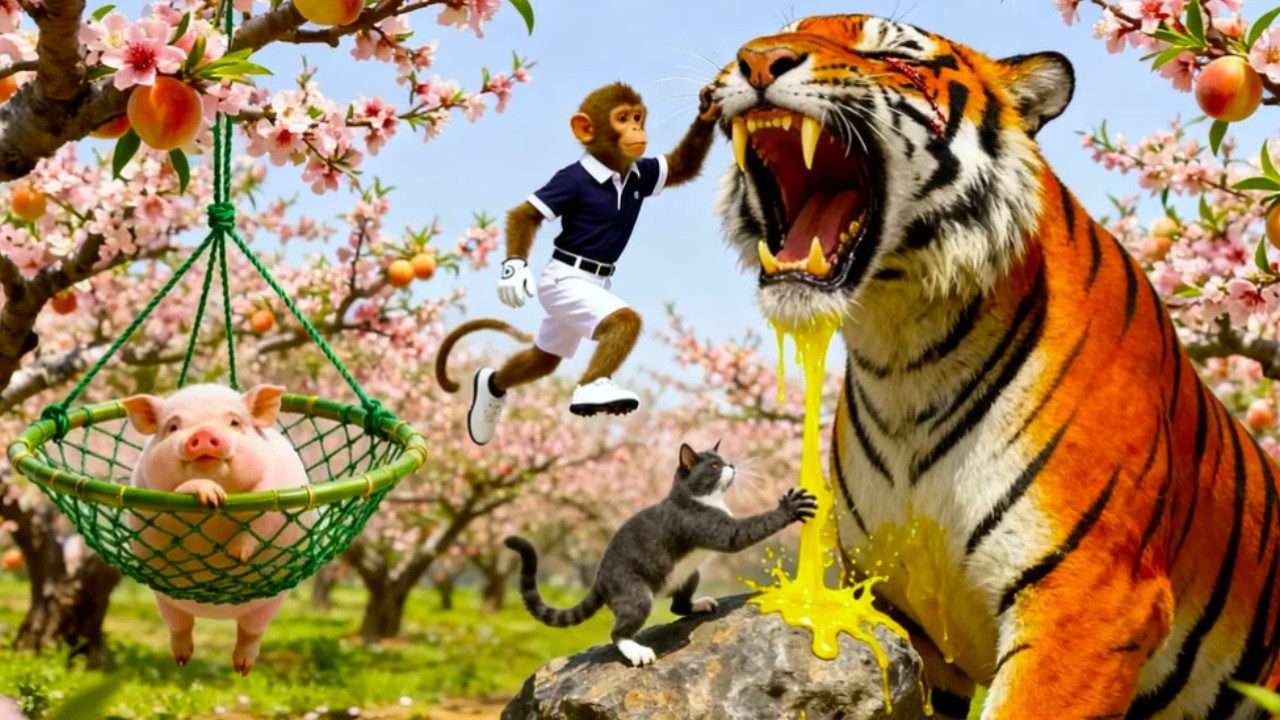 Little Farmer Monkey Raises Animals and Fight with The Tiger | Children's Cartoon