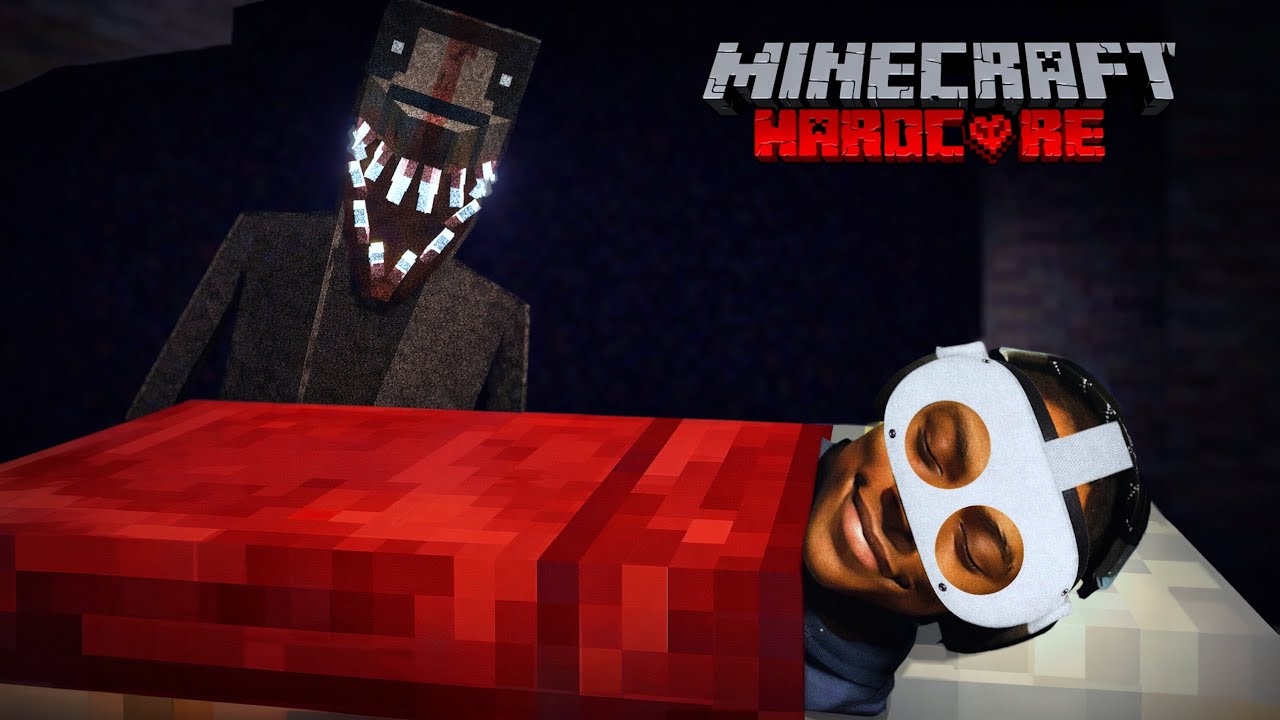 Sleeping Overnight In A Cave in Minecraft VR With Horror Mods....