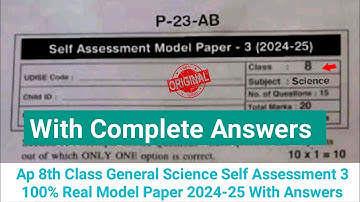 💯real 8th class science Fa3 question paper 2025 with answers|Ap 8th class fa3 general science paper