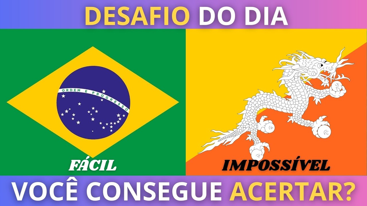 🏆ADIVINHE A BANDEIRA: 100 Países (Fácil ao Impossível) 🚩🌍