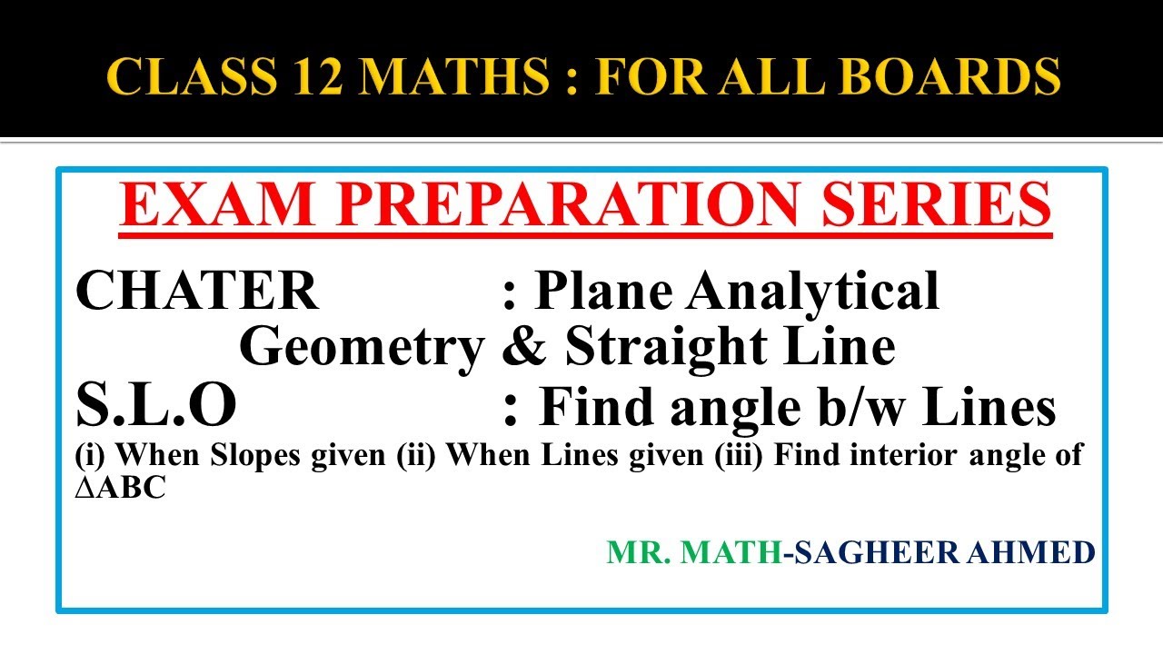 Find angle between lines by using tangent formula| interior angles of triangle | Class 12 Math