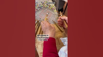 Lace maker in Galicia, Spain with 70+ yrs of experience. ❤️ #bobbinlace #fiberart #lace #lacemaking