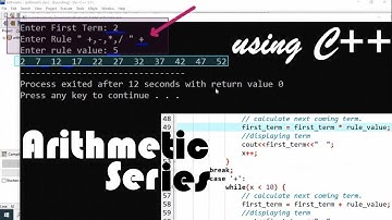 C++ to print arithmetic progression, sequence and series