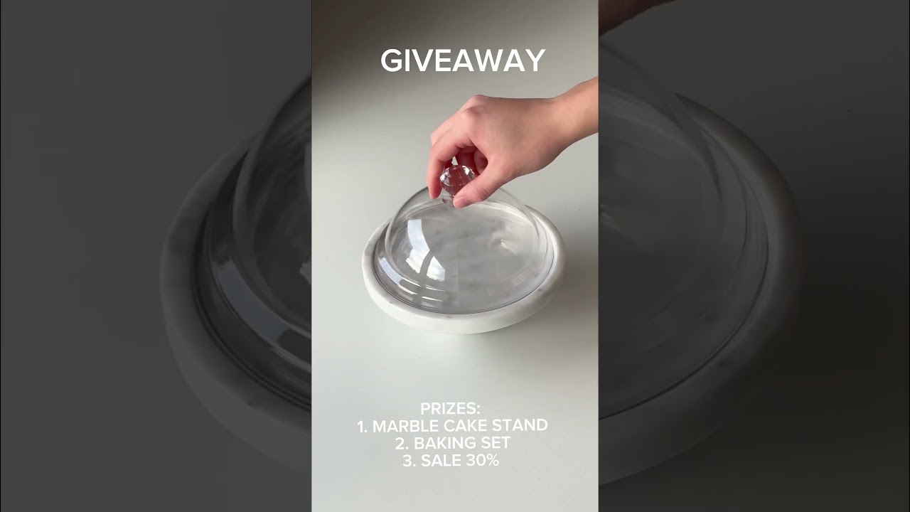 Giveaway on Instagram @confection_uni of marble cake stand and baking set 