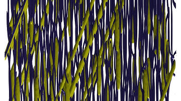 Vortex dynamics in superconductor with nanorods and tilted columns: high field