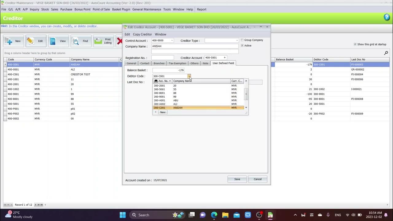 Autocount veg basket calculation Features introduction YouTube