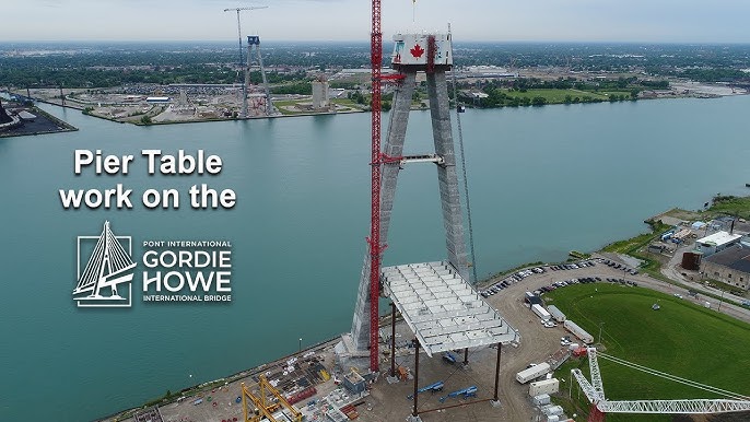 Gordie Howe Bridge towers rise