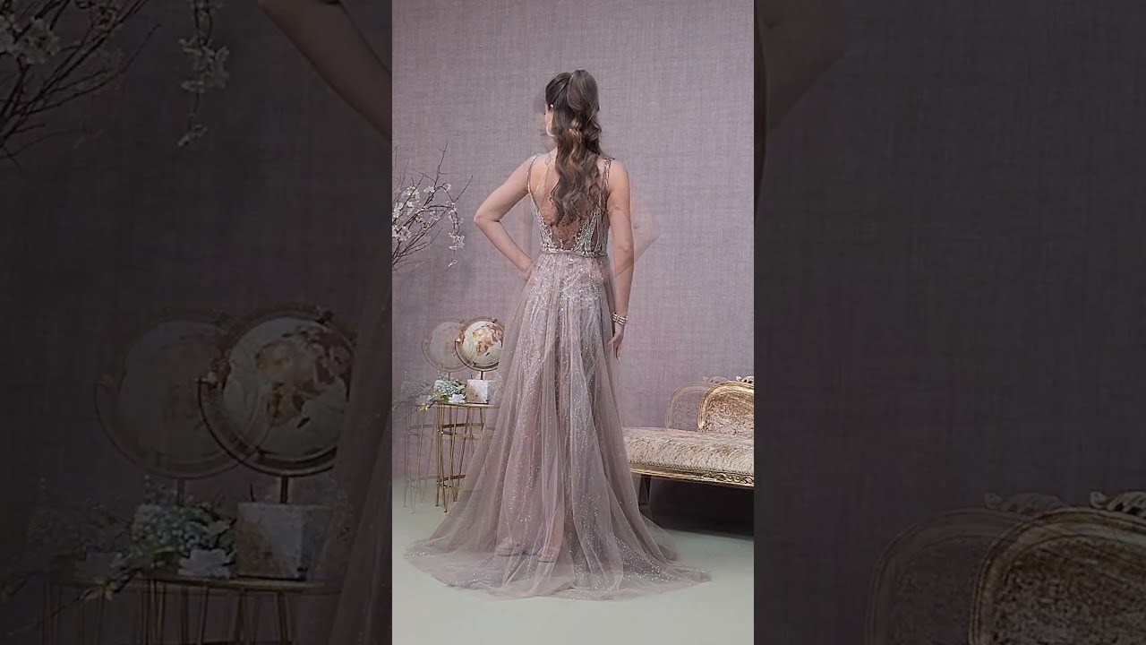 Embroidered Sleeveless Overskirt Gown by GLS Gloria GL3115 - YouTube