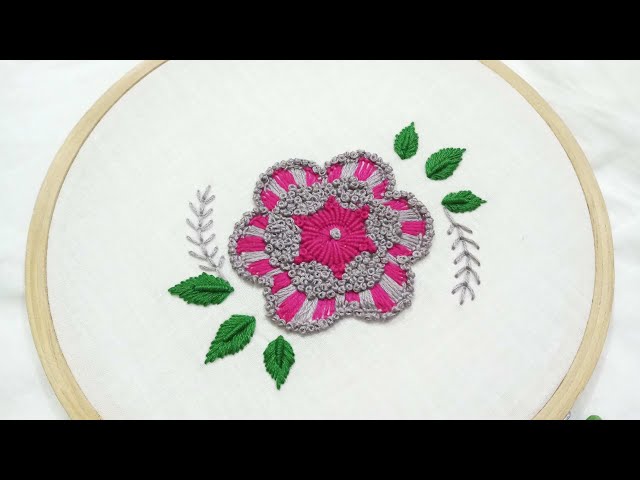 Flower Pattern,Hand embroidery,easy and beautiful using french knots and blanket stitch