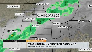 Live radar tracking rainfall across Chicagoland