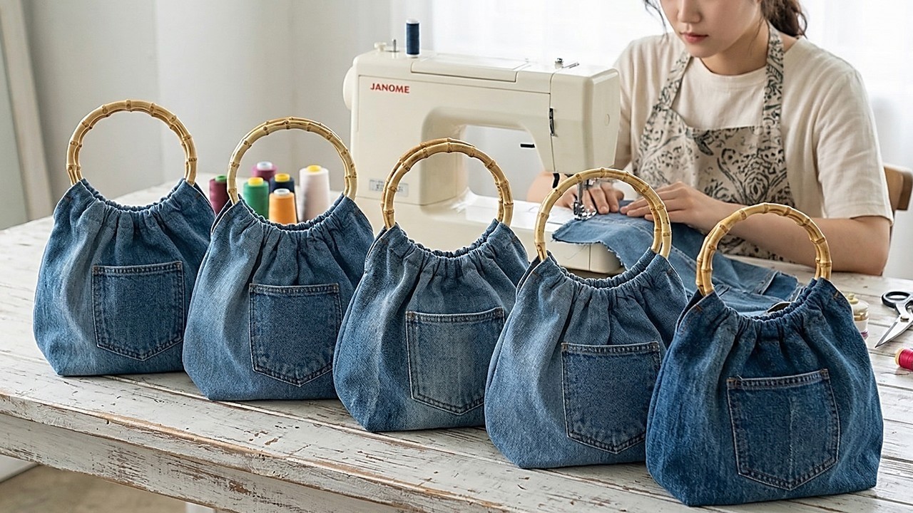 デニムリメイク】上品なパッチワークデザインでバッグ作り