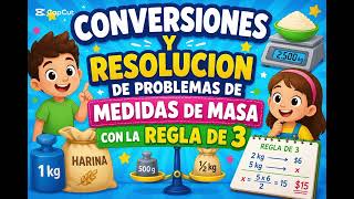 CONVERSIONES Y PROBLEMAS MATEMÁTICOS DE MEDIDAS DE MASA APLICANDO LA REGLA DE 3.