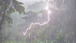 FASTEST Sleep with Heavy Rain on Roof  Night Thunderstorm  for insomnia, study, Relax, Meditation