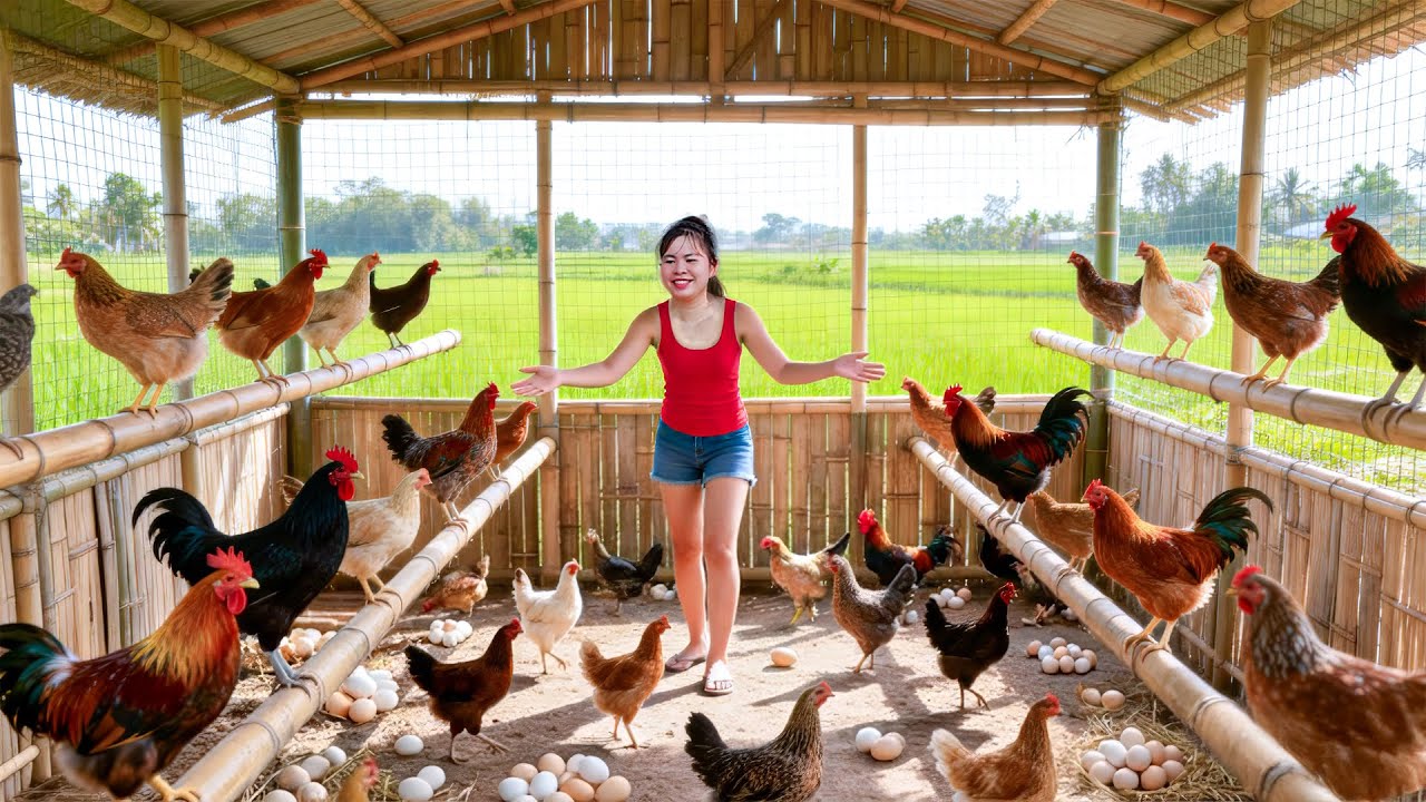 30 Days Harvesting 100 Chickens Using a Horse-Drawn Carriage | Transport to Village Market