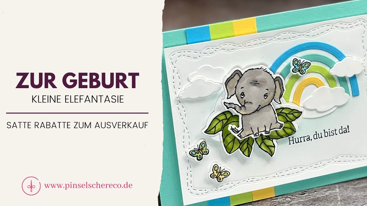 Kleine Elefantasie unterm Regenbogen | Glückwunschkarte zur Geburt | Ausverkauf Frühling & Sommer 22