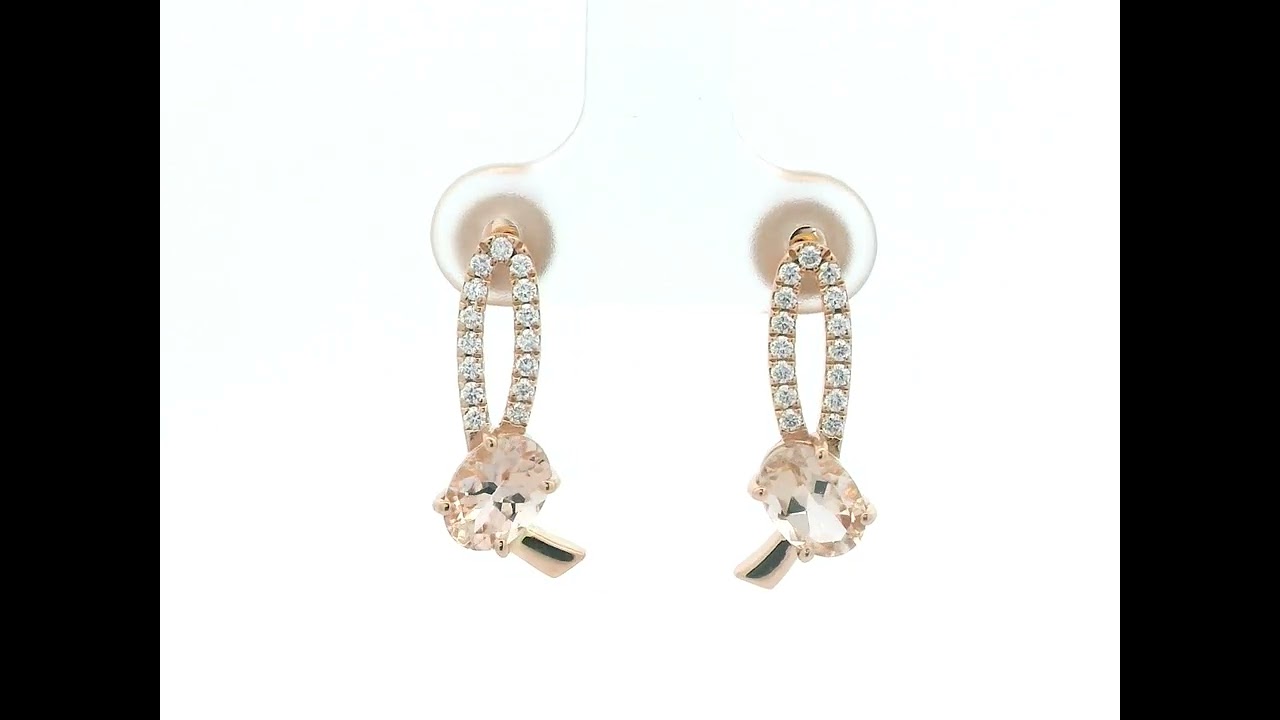 Morganite & Diamond  Earrings in 18K Rose Gold