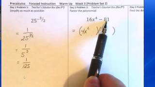 Precalc bellwork Wk 3 Day 1 solution