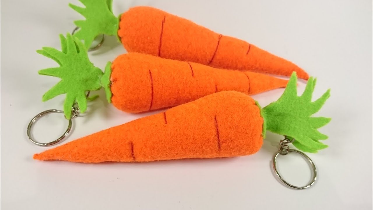 Cara membuat gantungan kunci motif wortel dari kain flanel..|| Kreasi kain flanel.