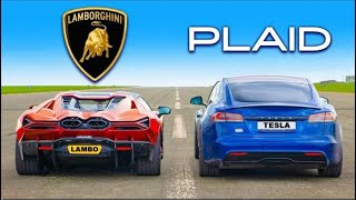 Lamborghini Revuelto v Tesla Model S Plaid  DRAG RACE