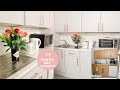 How to paint laminate mdf kitchen cupboards, work space makeover!