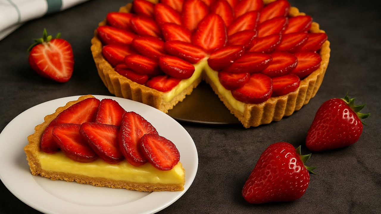 Strawberry Tart With Vanilla Custard Cream!